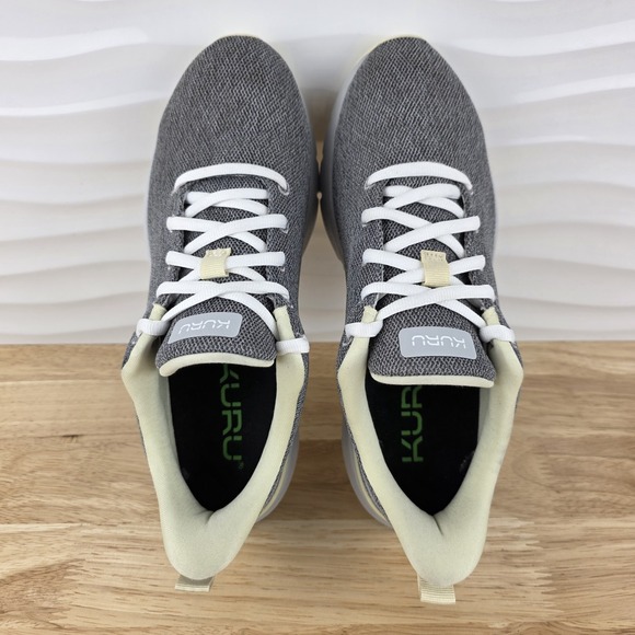 Kuru Flex Via Sneakers Womens 8.5 Dove Gray Pale Lime Athletic Walking Shoes‎